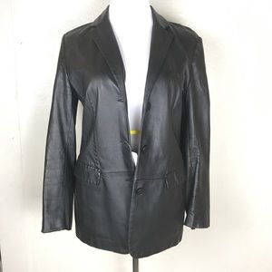 Enrico Mandellli Black Leather Blazer Jacket